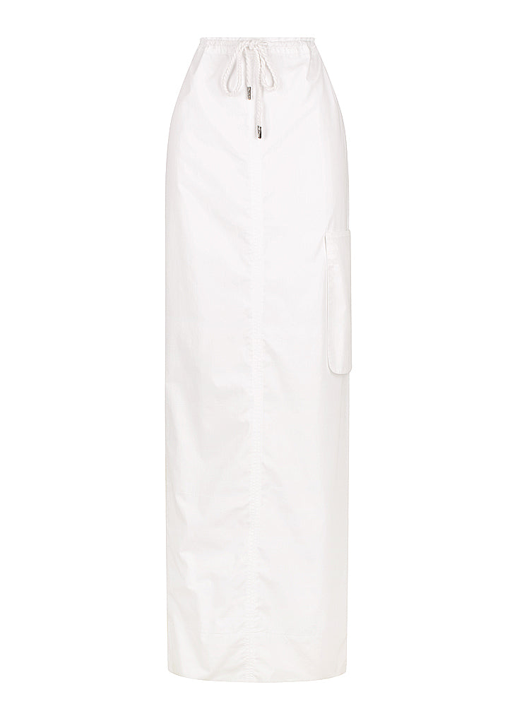 Wide Sleeveless Shirt | Drawstring Maxi Skirt
