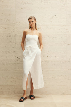 White Bustier | Tie Up Wrap Skirt