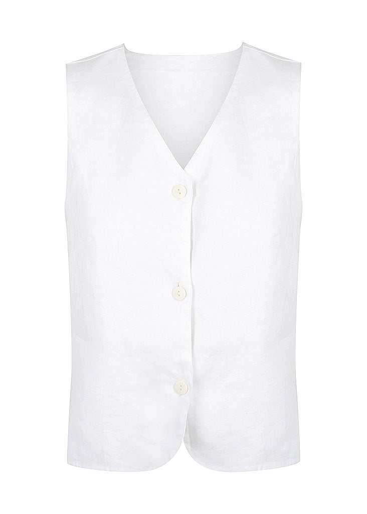 Button Up Vest | White Tailored Trouser