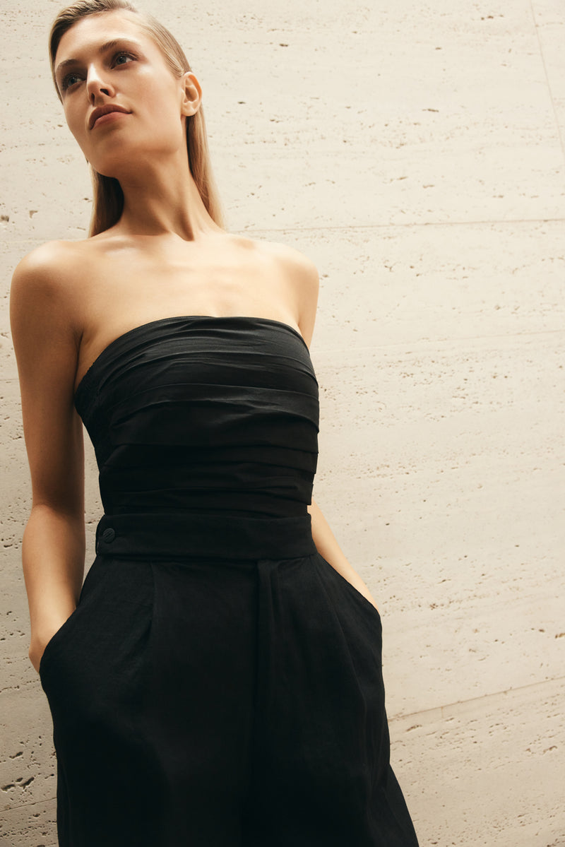 Strapless Top | Black Tailored Trouser